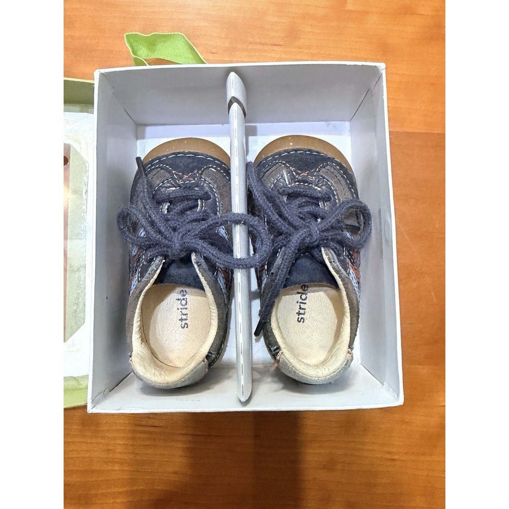 Stride Rite Boys Infant Leather Lace-Up Sneakers Low Top Blue Navy Size 4M